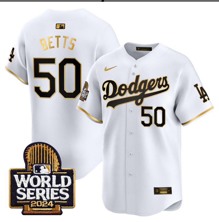 Men MLB Los Angeles Dodgers #50 Betts white 2024 World Series Champions Patch Limited Jersey20241105 style 3->los angeles dodgers->MLB Jersey